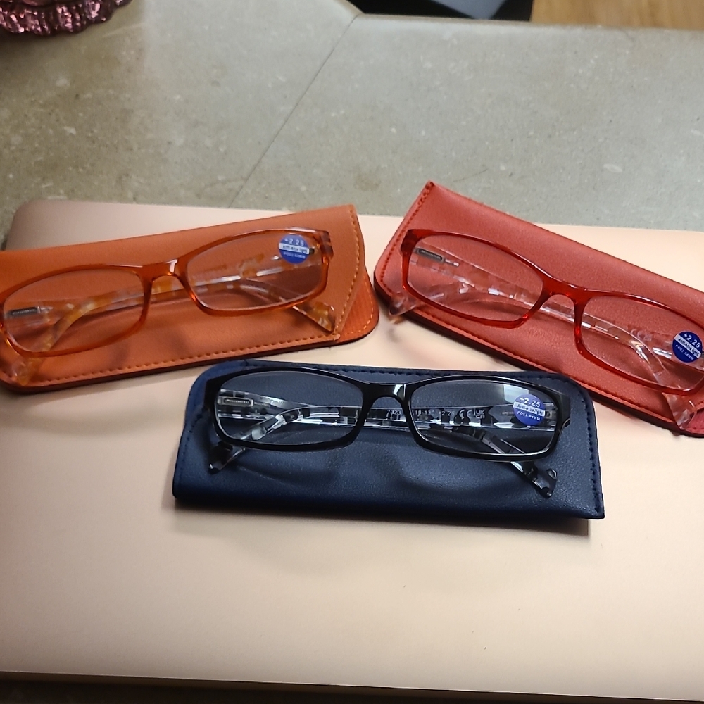 Stylish Women's Glasses Set - Black, Red, Orange